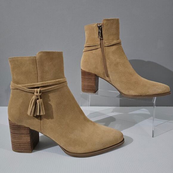 NEW Jack Rogers Timber Ankle Bootie 9.5 Sand Suede Tassel Western Fall Boho - Picture 3 of 13